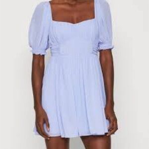 Abercrombie & Fitch Ruched Ruffle Puff Sleeve Mini Dress